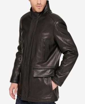 Cole Haan Men's Leather Knit-collar Car Coat