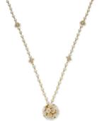 Kate Spade New York Gold-tone Crystal & Imitation Pearl Flower Pendant Necklace, 32 + 3 Extender