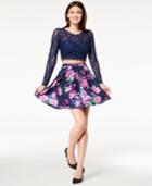 My Michelle Juniors' Glitter Lace Printed 2-pc. Fit & Flare Dress