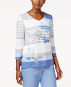 Alfred Dunner Long Weekend Striped Studded Top