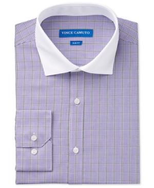 Vince Camuto Men's Slim-fit Purple Check Dress Shirt