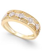 Diamond Deco Hexagon Ring (1/4 Ct. T.w.) In 14k Gold With White Gold Accents