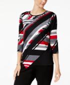Alfred Dunner Talk Of The Town Embellished Striped Top