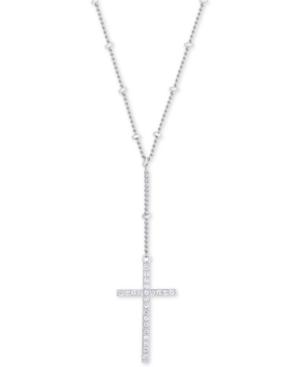 White Topaz Cross 18 Lariat Necklace (1/3 Ct. T.w.) In Sterling Silver