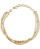 Lucky Brand Gold-tone Triple Layer Beaded Choker Necklace