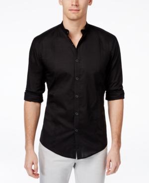 Alfani Men's Warren Banded-collar Long-sleeve Shirt, Classic Fit