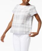 Eileen Fisher Cotton-linen-blend Boxy Pocket Top