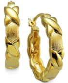 Woven-look Decorative Hoop Earrings In 18k Gold-plated Sterling Silver