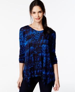 Kensie Printed Asymmetrical Top