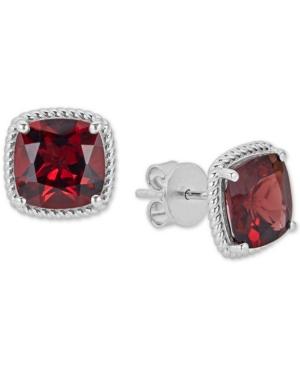 Rhodolite Garnet Rope Frame Stud Earrings (8 Ct. T.w.) In Sterling Silver