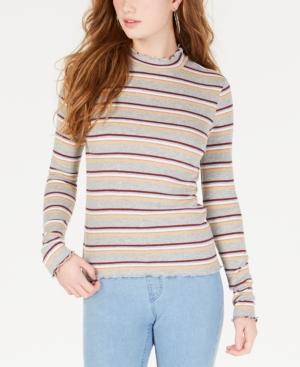 Hippie Rose Juniors' Striped Mock-neck Top