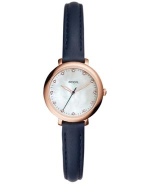 Fossil Women's Jacqueline Blue Leather Strap Watch 26mm Es4083