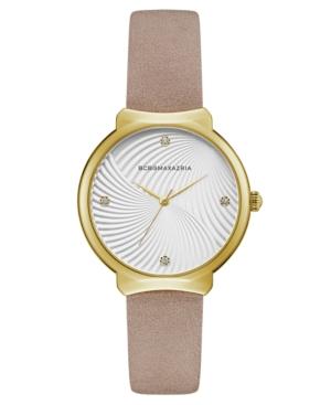 Bcbg Maxazria Ladies Beige Leather Strap Watch With White Wave Textured Dial, 32mm