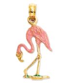 14k Gold Charm, Pink Flamingo Charm