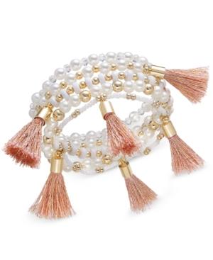 Inc International Concepts Gold-tone Bead And Tassel Stretch Bracelet, Created For Macy's