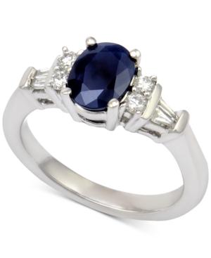 Sapphire (1-1/5 Ct. T.w.) & Diamond (1/3 Ct. T.w.) Ring And 14k White Gold