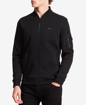 Calvin Klein Men's Textured Double-collar Full-zip Jacket