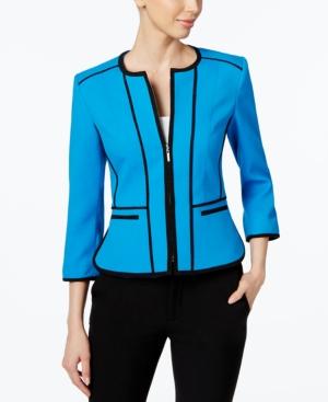 Kasper Zip-up Piped Blazer