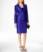 Kasper Shantung Bead-trim Skirt Suit