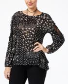 Style & Co Ruffled Lace-inset Top, Created For Macy's