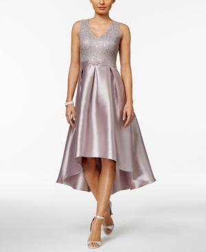 Sl Fashions Taffeta Lace High-low Fit & Flare Dress