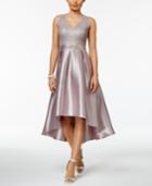 Sl Fashions Taffeta Lace High-low Fit & Flare Dress