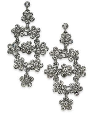 Inc International Concepts Silver-tone Pave Flower Cluster Chandelier Earrings, Created For Macy's