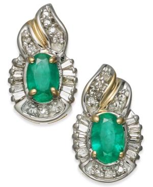 Emerald (1 Ct. T.w.) & Diamond (1/4 Ct. T.w.) Stud Earrings In 14k Gold
