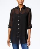 Jm Collection Sheer Button-front Shirt, Only At Macy's