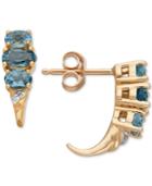 London Blue Topaz (1-1/3 Ct. T.w.) & Diamond (1/8 Ct. T.w.) Drop Earrings In 10k Gold