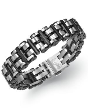 Men's Black Hardware Link Bracelet In Stainless Steel