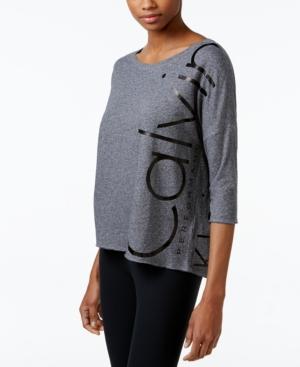 Calvin Klein Performance Three-quarter Sleeve Logo Top