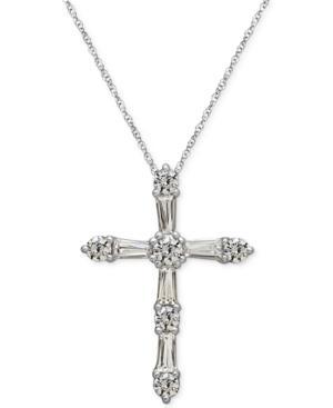 Sterling Silver White Swarovski Zirconia Cross Pendant Necklace (1-1/2 Ct. T.w.)