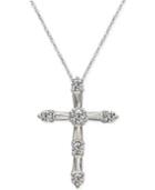 Sterling Silver White Swarovski Zirconia Cross Pendant Necklace (1-1/2 Ct. T.w.)