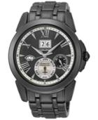 Seiko Men's Kinetic Perpetual Calendar Black-tone Stainless Steel Bracelet Watch 42mm Snp105