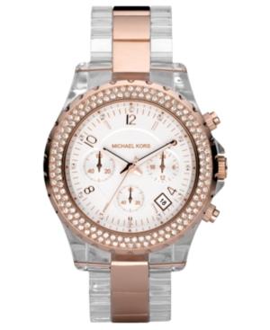 Michael Kors Watch, Women's Madison Clear Acetate Bracelet 42mm Mk5323