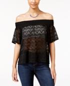 Ultra Flirt Juniors' Lace Off-the-shoulder Peasant Top