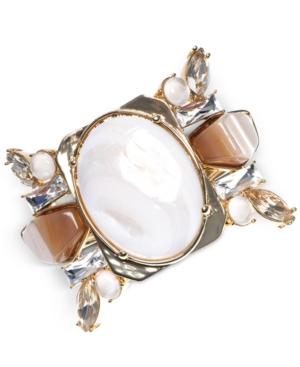 Anne Klein Gold-tone Drama Stones Open Cuff Bracelet