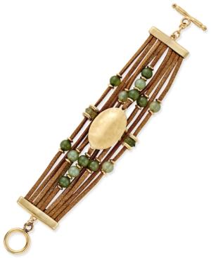 Inc International Concepts Gold-tone Beaded Faux-suede Toggle Bracelet, Only At Macy's