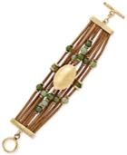 Inc International Concepts Gold-tone Beaded Faux-suede Toggle Bracelet, Only At Macy's