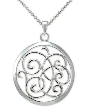 Round Filigree Disc Pendant Necklace In Sterling Silver