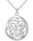 Round Filigree Disc Pendant Necklace In Sterling Silver