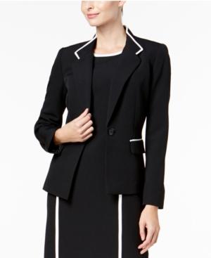 Kasper Piped One-button Blazer