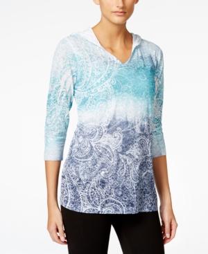 Style & Co. Sport Paisley Pullover Hoodie Top, Only At Macy's