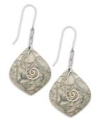 Jody Coyote Etched Patina And Swirl Wire Drop Earrings