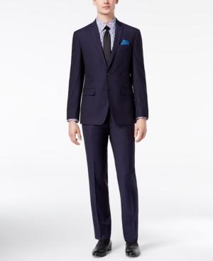 Tallia Orange Men's Modern-fit Navy Medallion Suit