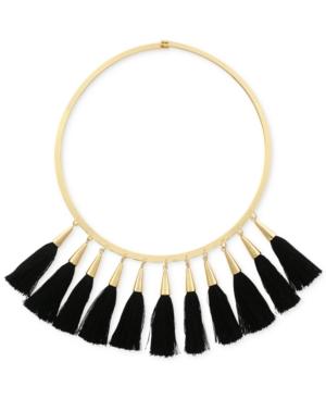 Vince Camuto Gold-tone Jet Multi-tassel Statement Necklace