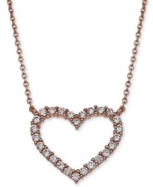 Giani Bernini Cubic Zirconia Heart Pendant Necklace In 18k Rose Gold-plated Sterling Silver, Only At Macy's