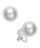 Lauren Ralph Lauren Silver-tone Glass Pearl Clip On Earrings