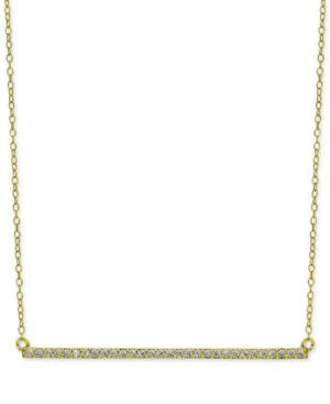 Giani Bernini Cubic Zirconia Bar Pendant Necklace In 18k Gold-plated Sterling Silver, Created For Macy's
